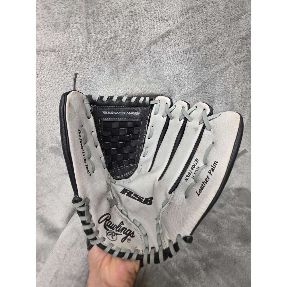 Rawlings RSB 14 Inch Slowpitch Softball Glove Black Grey RSB140GB Leather Palm